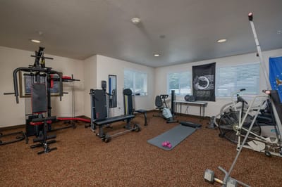 Interior gym area with exercise equipment