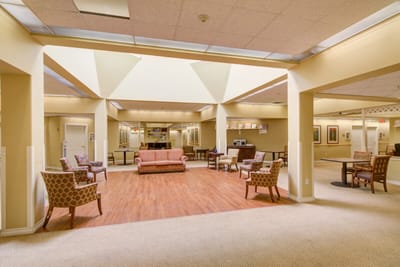 Bright common area with comfortable seating