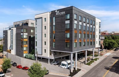 Exterior view of The Belleview Senior Living facility
