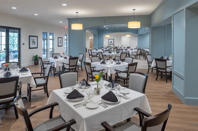 Elegant dining room set up for residents