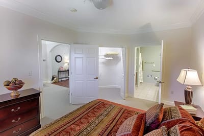 Cozy private resident room with decorative bedding