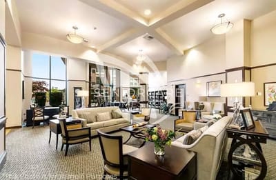 Bright common area with seating arrangements