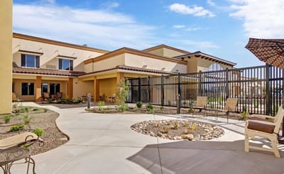 Exterior view of the facility's outdoor space and garden area
