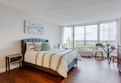 Comfortable bedroom in a senior living facility