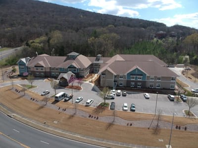 Aerial view of Thrive at Jones Farm facility buildings