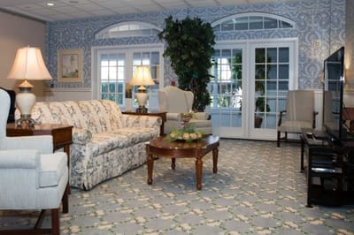 Bright common area with comfortable seating