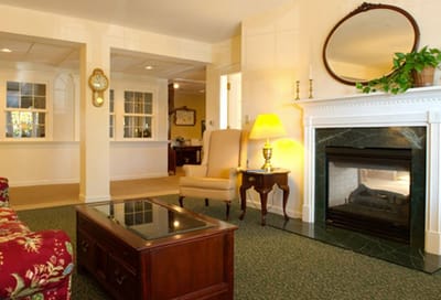 Cozy interior living room with a fireplace