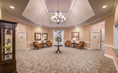 Bright and elegant interior lobby with seating