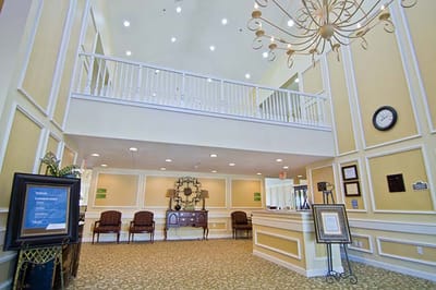 Bright and welcoming lobby area with seating