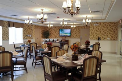 Dining room with tables set for meals