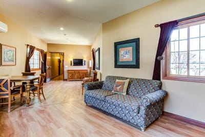 Cozy common area with seating and dining space