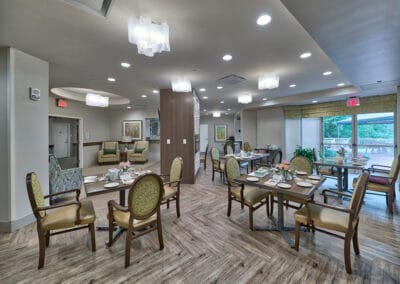 Maplewood Park Place, Nursing Home in Bethesda, MD — Dining area with elegant furniture and natural light