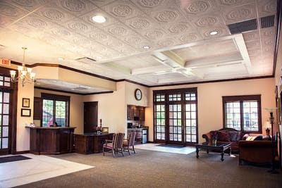 Interior view of a welcoming common area in a senior living facility