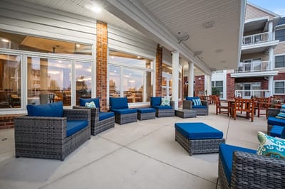 Outdoor lounge area with comfortable seating