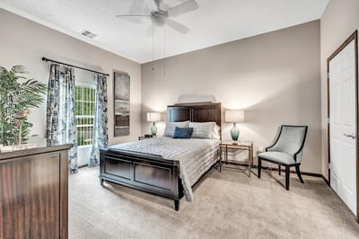 Cozy private bedroom with natural light