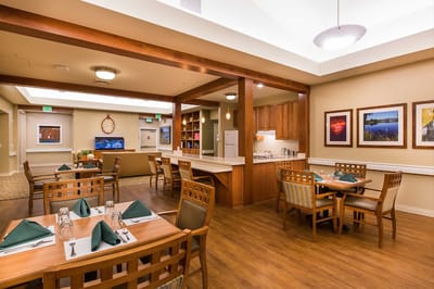 Interior dining area with tables set for a meal