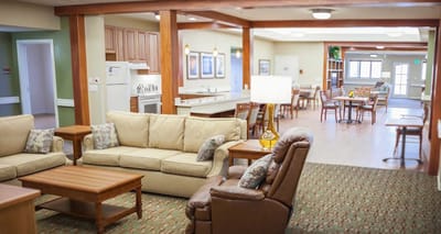 Bright common area with comfortable seating