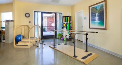 Interior view of a rehabilitation area with equipment