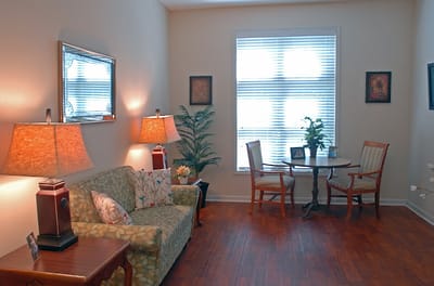 Cozy interior of a resident's room with furniture