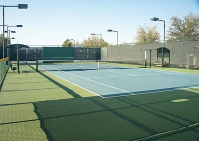 Tennis courts with clear blue skies