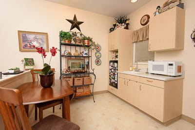 Cozy kitchen area in an assisted living facility