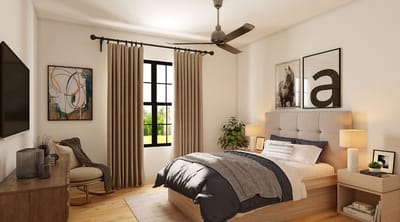 Modern interior bedroom designed for seniors