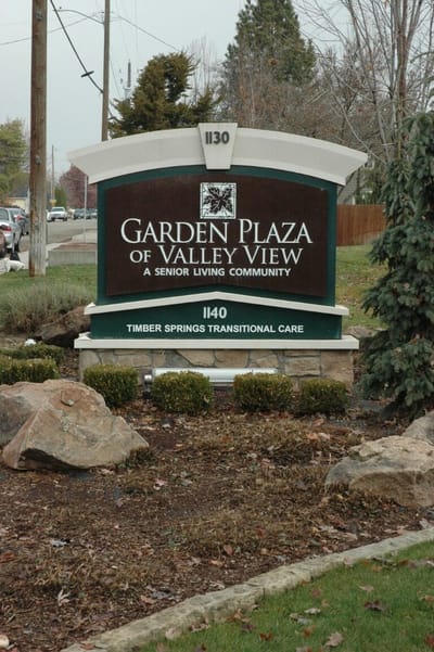 Outdoor sign for Garden Plaza of Valley View facility