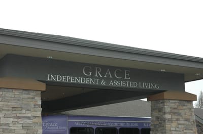 Exterior view of Grace Assisted Living entrance