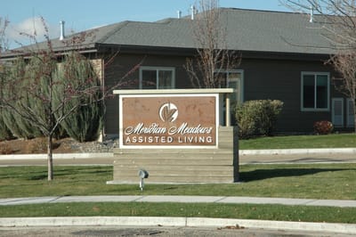 Exterior sign of Meridian Meadows Assisted Living facility