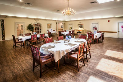 Bright dining room set for a meal
