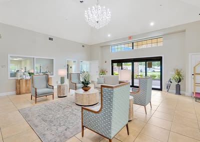 Bright and welcoming common area with seating