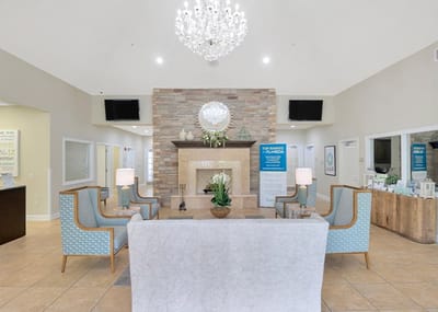 Bright and inviting lobby area with seating