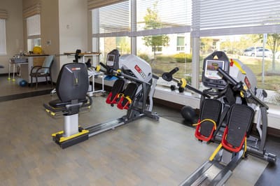 Interior of a fitness area with exercise equipment