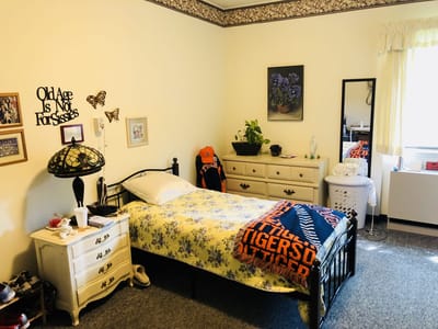Cozy private room for a resident with personal touches