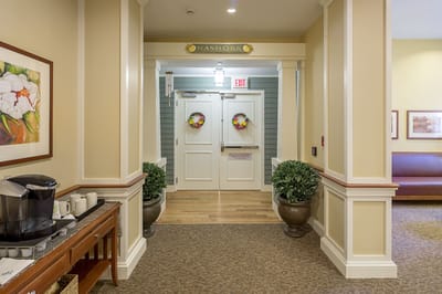 Interior corridor leading to resident area