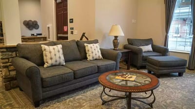 Comfortable seating area in an assisted living facility