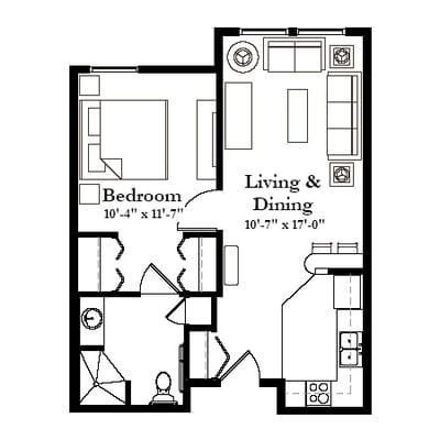 Architectural floor plan of a living space