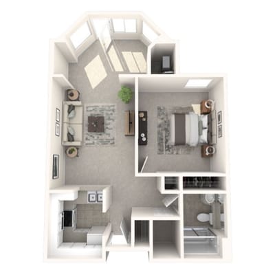 Architectural floor plan of a resident unit