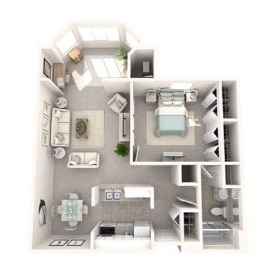Aerial view of a facility floor plan with rooms