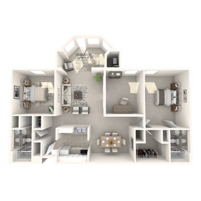 Architectural floor plan of a senior living unit