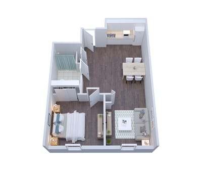 Floor plan of a private resident room
