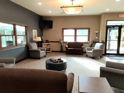 Cozy interior of a common area with seating