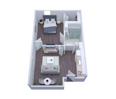 Floor plan of a one-bedroom apartment