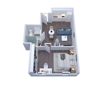 Floor plan of a one-bedroom apartment