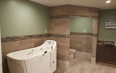 Interior view of a therapy room with a bath unit