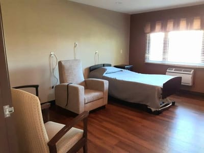 Interior view of a simple resident bedroom