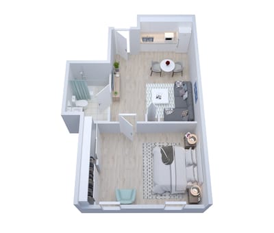 Interior layout of a private resident room