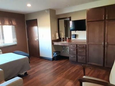 A private resident room with modern furnishings