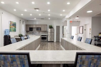 Bright kitchen area with modern fixtures