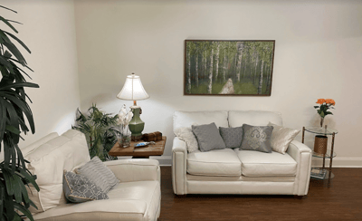 Comfortable seating area in a senior living facility